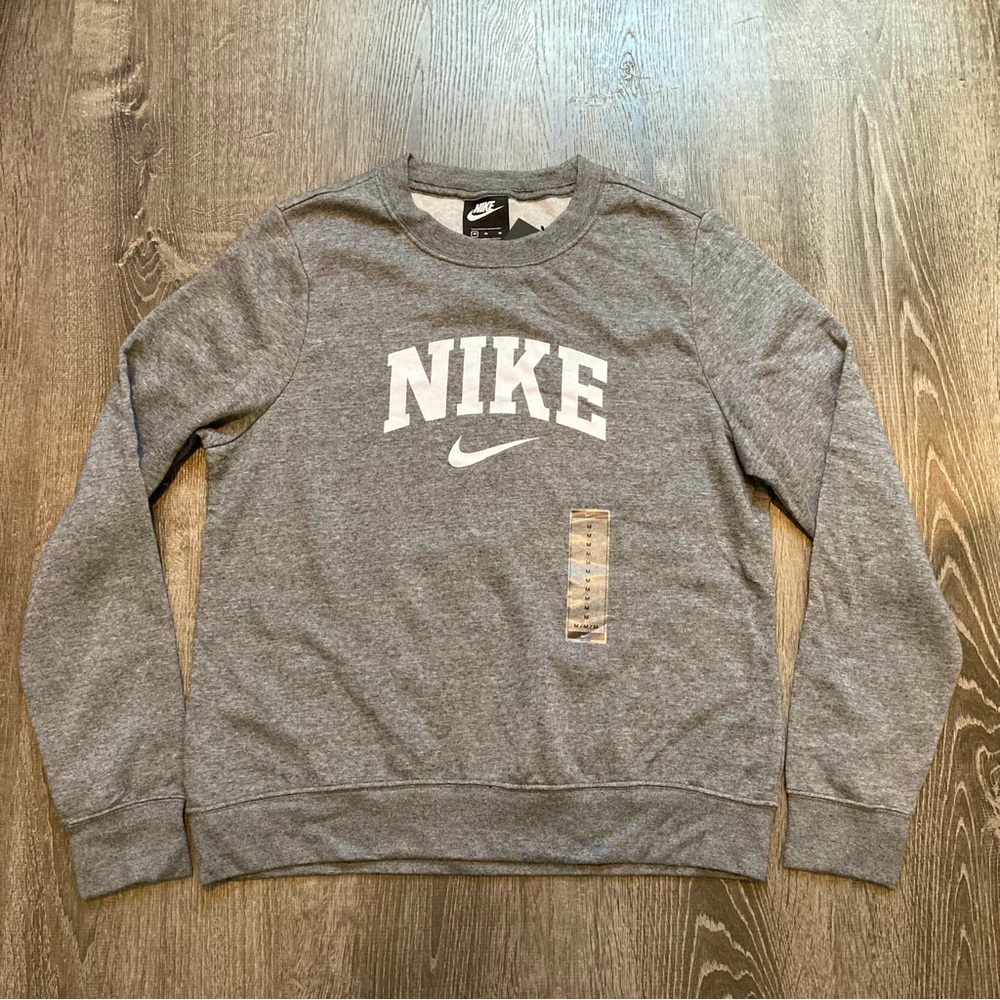 Nike Women’s Pullover Sweatshirt Grey White Swoosh Size Medium NWT - Picture 7 of 10